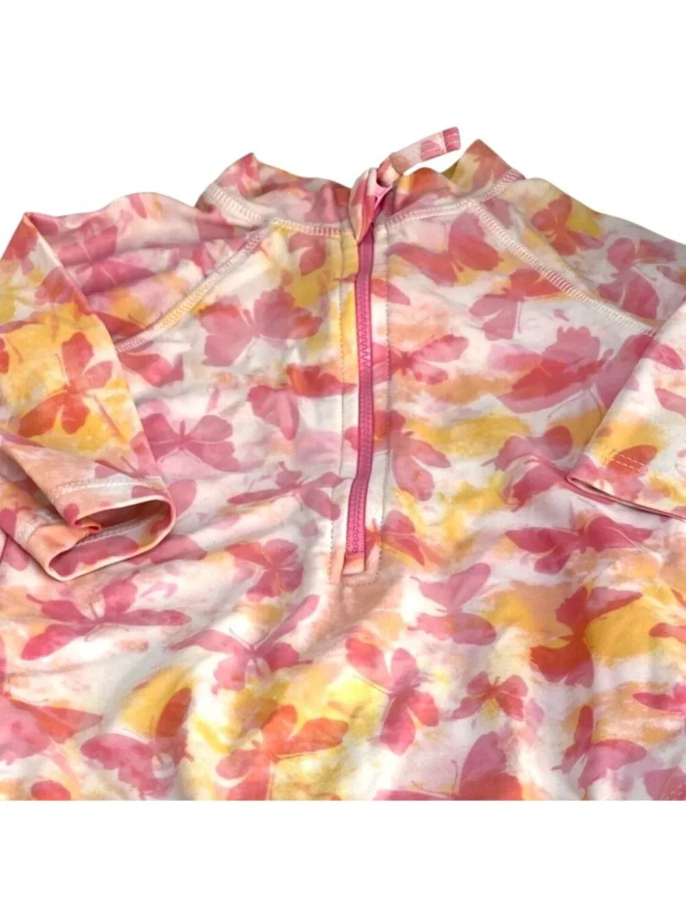 Limited Too Pink Butterfly Long Sleeve Rash Guard One Piece Swimsuit Girl's 4T